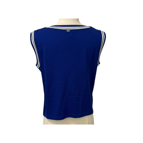 St. John Sport 2 PC Button Down Cardigan & Tank SET Royal Blue White Gold Size M - Picture 12 of 16